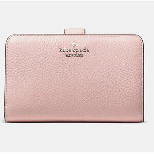 New Kate Spade Lena Medium Compact Bifold Wallet Pebble Leather Tutu Pink